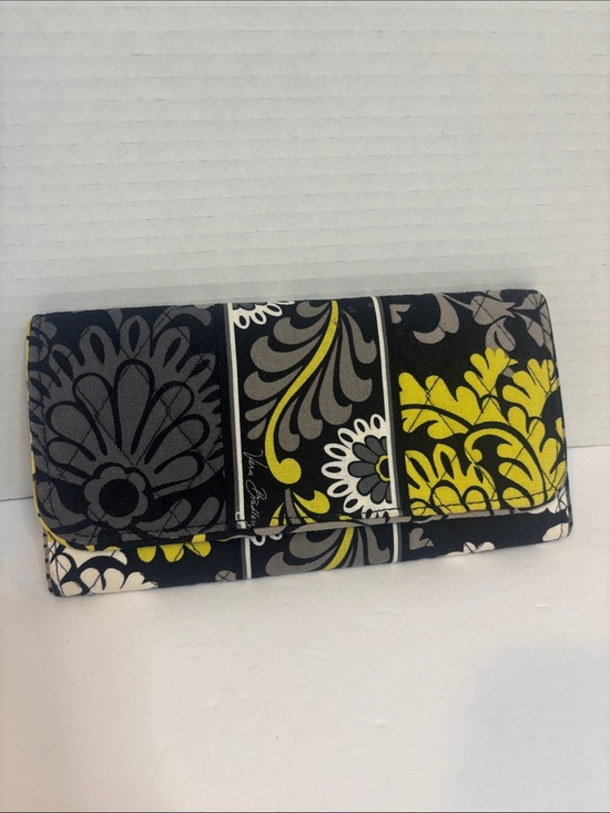 Vera Bradley Handbags - Vera Bradley Baroque Trifold Card Wallet Magnetic closure 8 in Length Black Gray